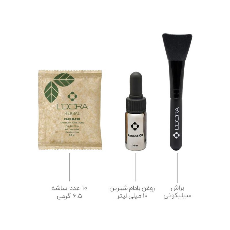 ماسک پودری اسپیرولینا ضدجوش لدورا هربال 10عددی